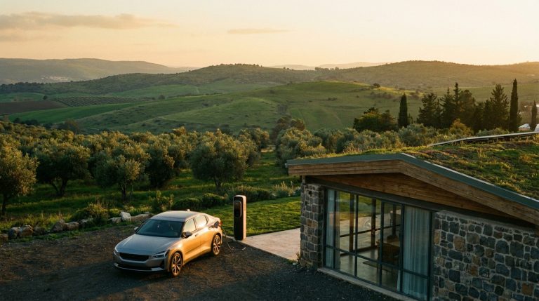 התקנת עמדת טעינה לרכב חשמלי בבית פרטי בצפון עם נוף גלילי