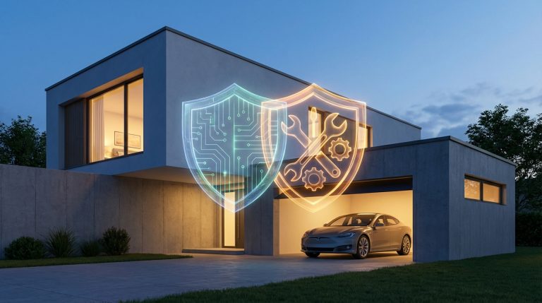 איור קונספט של הגנה ואחריות כפולה על עמדת טעינה לרכב חשמלי והתקנתה.